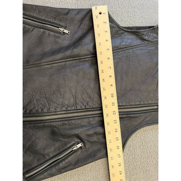 Club Monaco Women's XS Black 100% Lamb Leather Asymmetrical Zip Biker Vest - Picture 6 of 12